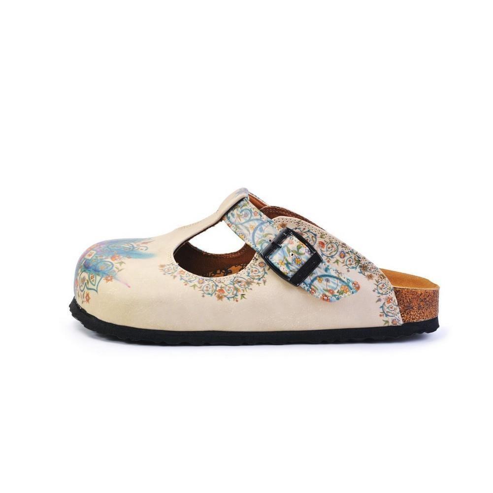 White & Blue Floral T-Strap Mule CAL1501 (774933348448)