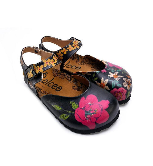 Pink, White, Orange Flowers and Blue, Green Leaf Patterned Clogs - CAL1609 (774942064736)