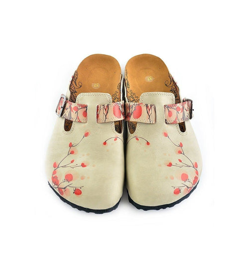 Cream & Red Floral Clogs CAL340 (737699758176)