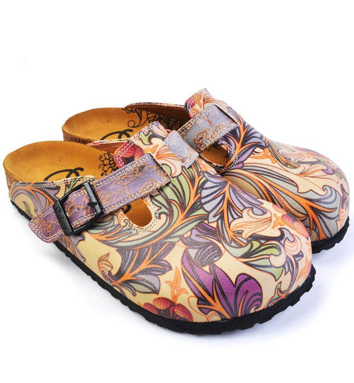 Purple & Pink Floral Slip On Clogs CAL371 (737756250208)