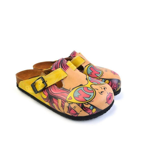 Pink & Yellow Wow Woman Slip-On Mule CAL373 (774935576672)