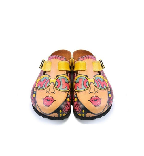 Pink & Yellow Wow Woman Slip-On Mule CAL373 (774935576672)