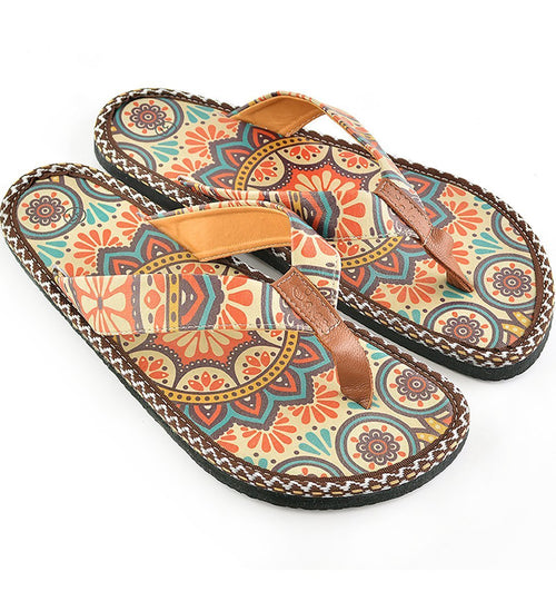 Brown & Red Arabesque Flip-Flop CAL415 (737681080416)