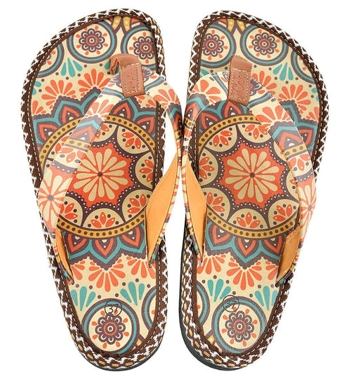 Brown & Red Arabesque Flip-Flop CAL415 (737681080416)