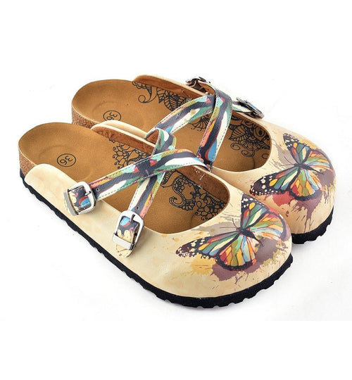 Tan Rainbow Butterfly Clogs WCAL119 (737673609312)