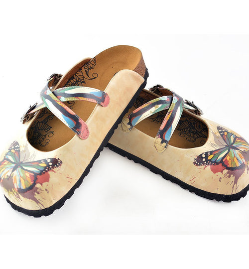Tan Rainbow Butterfly Clogs WCAL119 (737673609312)