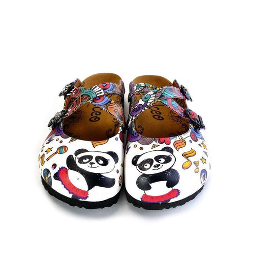 Colorful Moving and Mixed Patterned and White Dancing Panda Patterned Clogs - WCAL176 (774938493024)