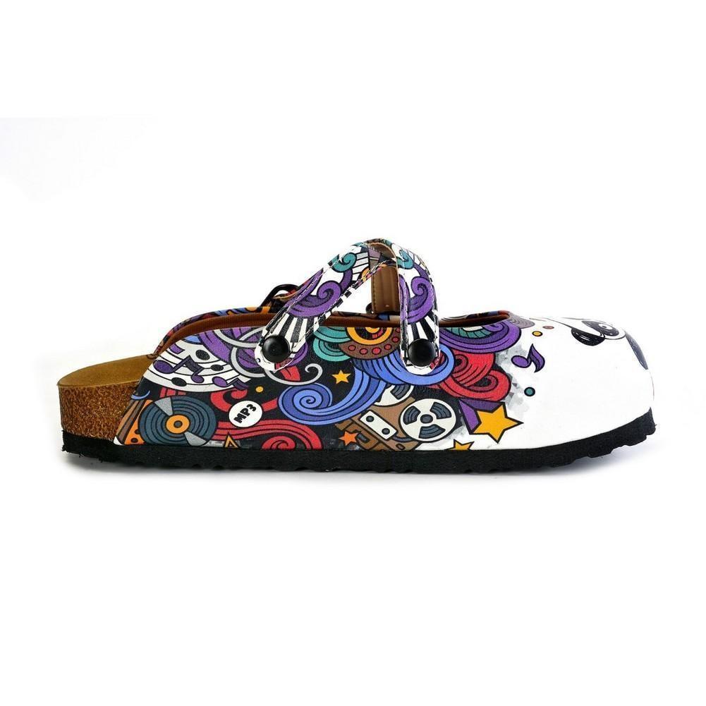 Colorful Moving and Mixed Patterned and White Dancing Panda Patterned Clogs - WCAL176 (774938493024)