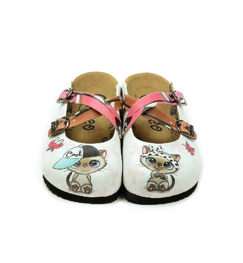 Cream & Pink Cat Crisscross-Strap Clogs - WCAL3212
