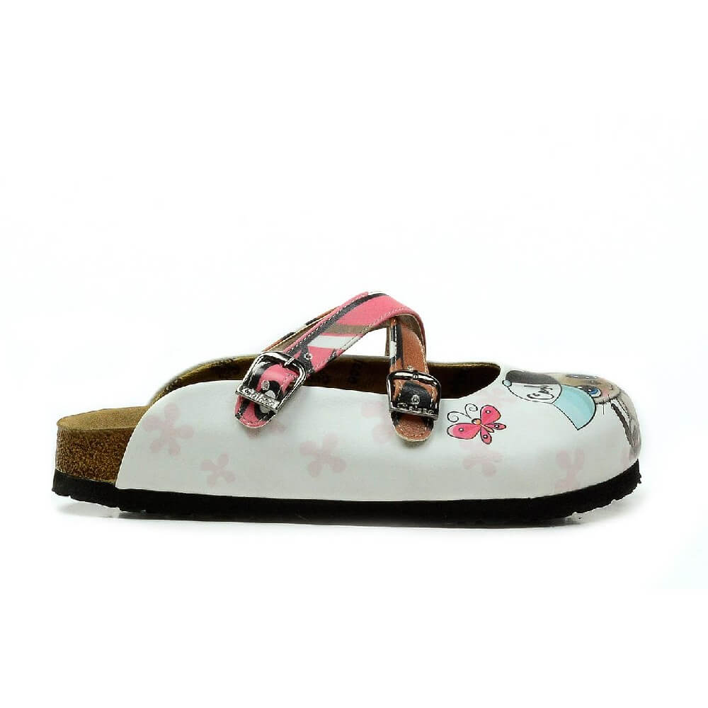 Cream & Pink Cat Crisscross-Strap Clogs - WCAL3212