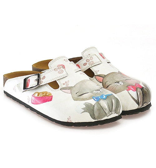 White & Gray Kitty Clogs WCAL330 (737670660192)