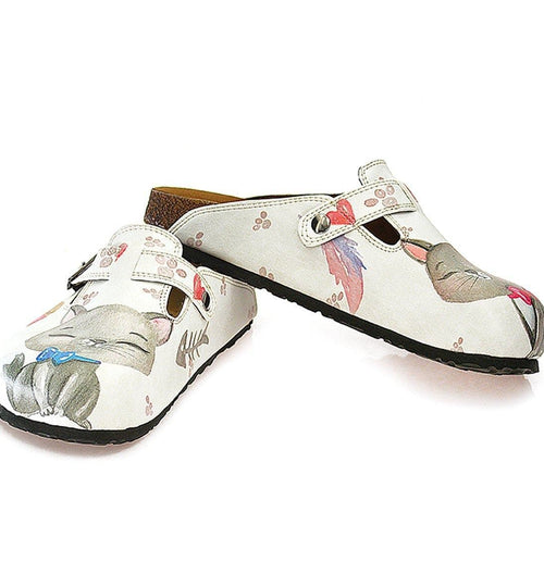 White & Gray Kitty Clogs WCAL330 (737670660192)