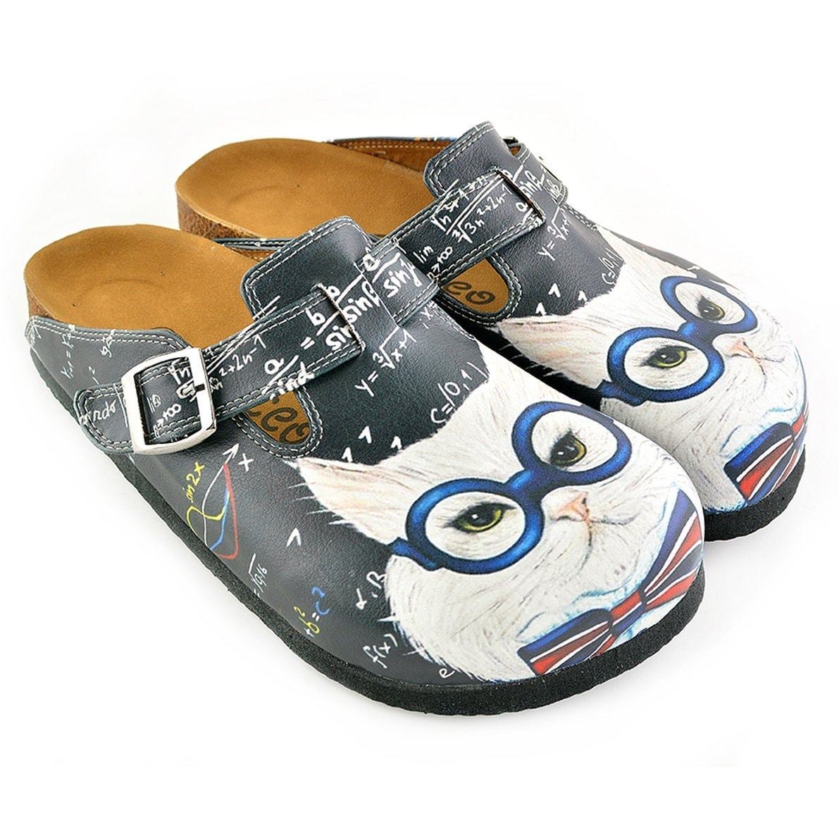 White & Gray Cat Clogs WCAL343 (737670332512)