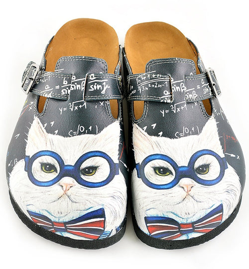 White & Gray Cat Clogs WCAL343 (737670332512)