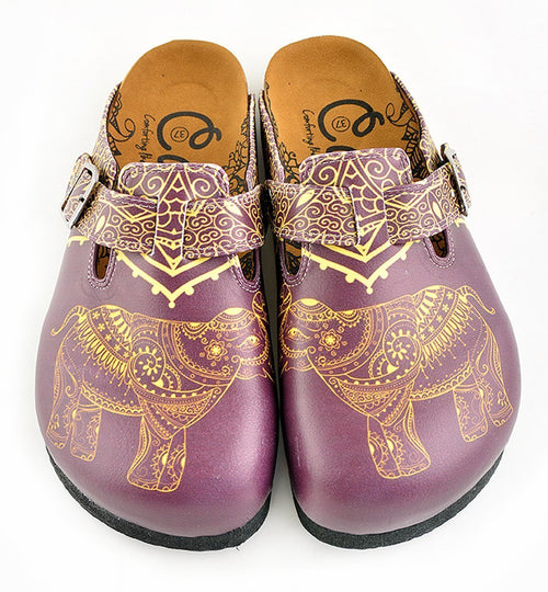 Purple & Yellow Elephant Clogs WCAL345 (737670266976)