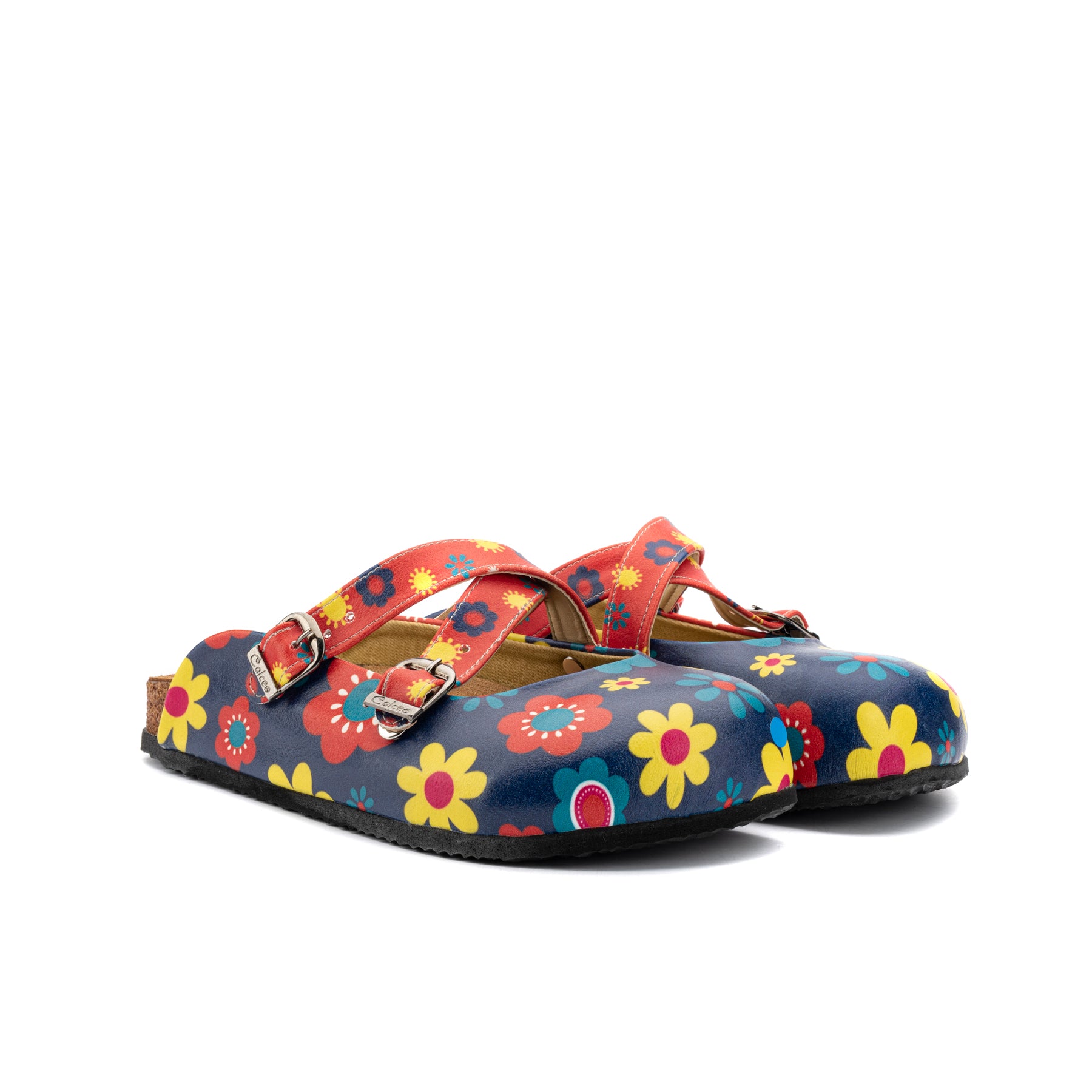 Blauwe klompen met gekruiste bandjes WCAL129