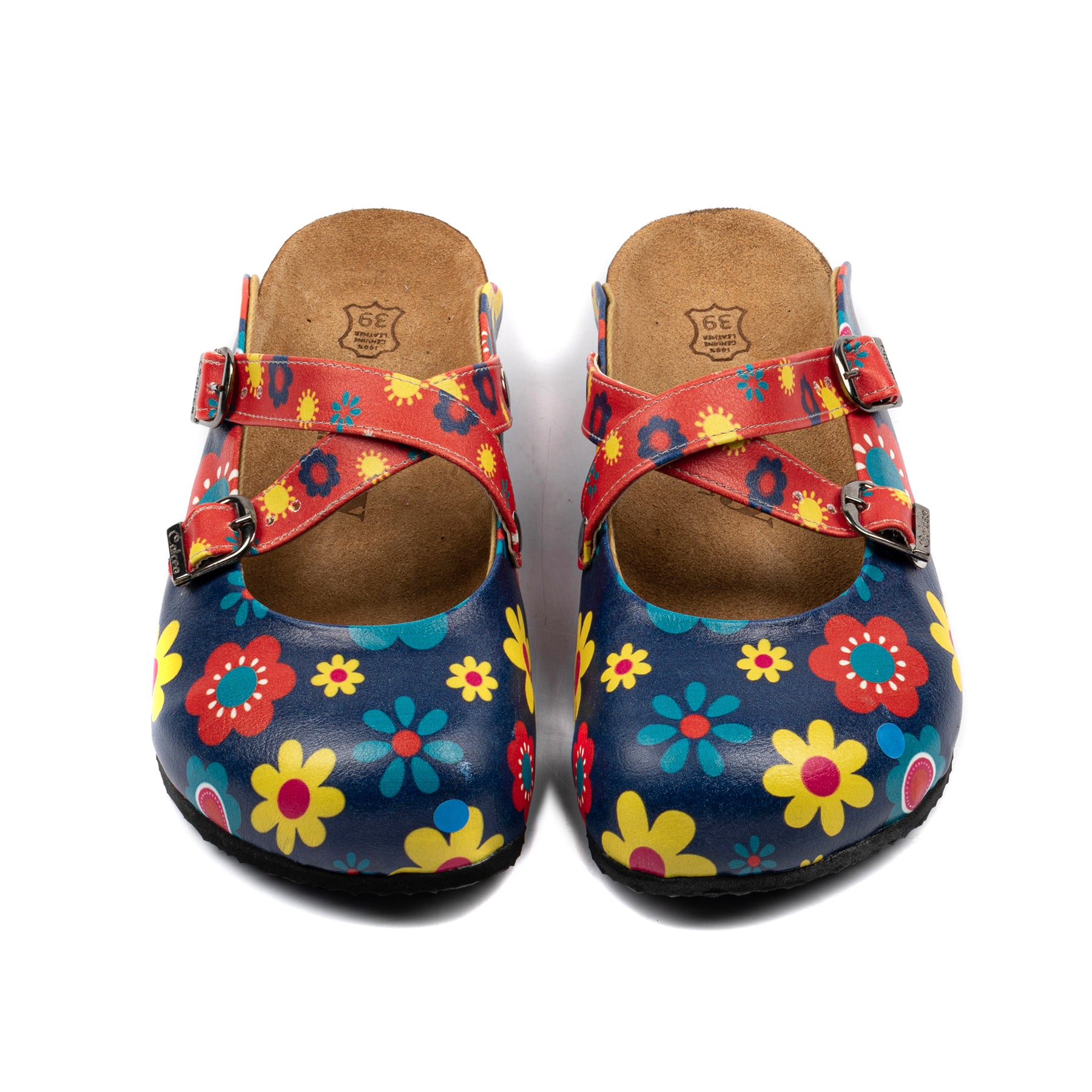 Blauwe klompen met gekruiste bandjes WCAL129