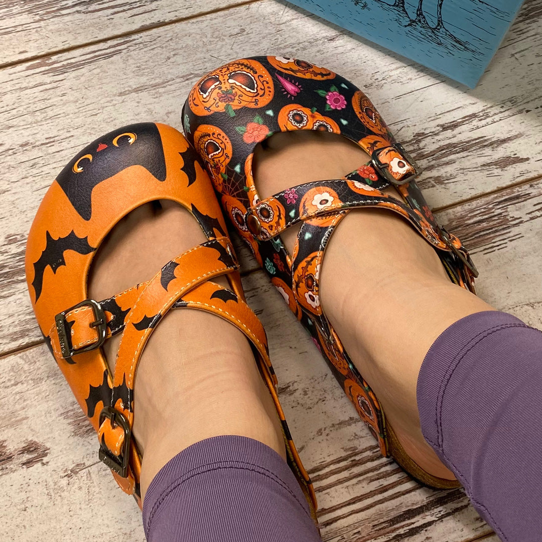 Oranje &amp; Zwarte Jack-O-Lantern &amp; Kattenklompen - WCAL3238